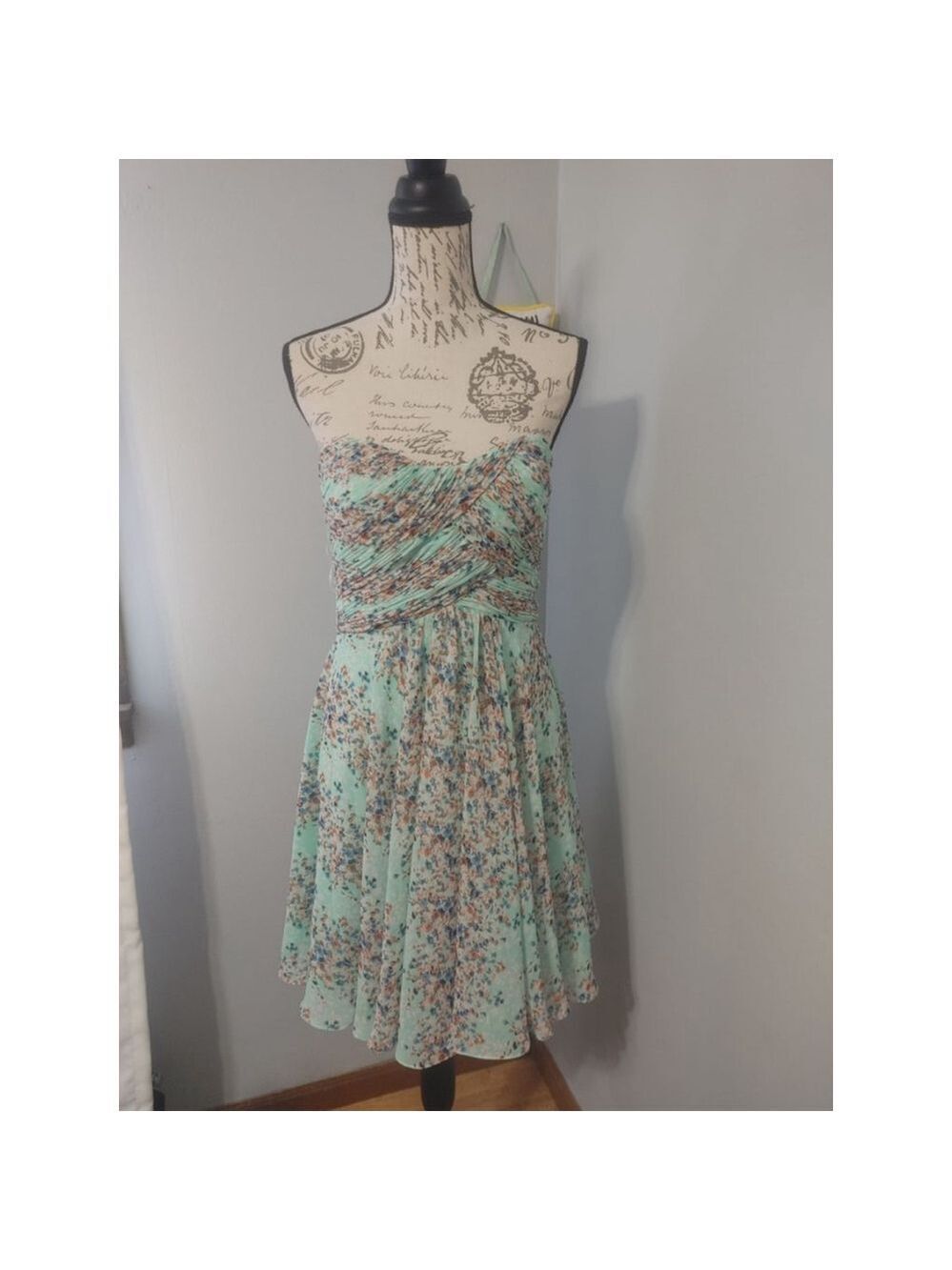 Women's Allure Bridals 1437 Knee length Sprapless Dress Size 12 Mint Floral